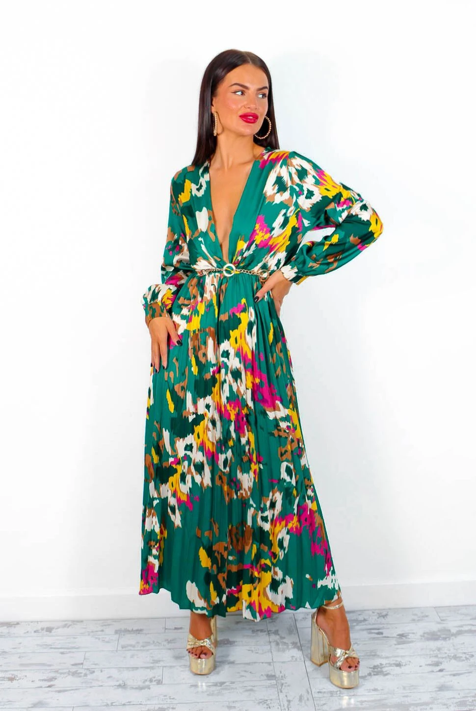 Beauty In Everything - Forest Multi Printed Pleated Midi Dress 8 Beauty In Everything - Forest Multi Printed Pleated Midi Dress - Image 8