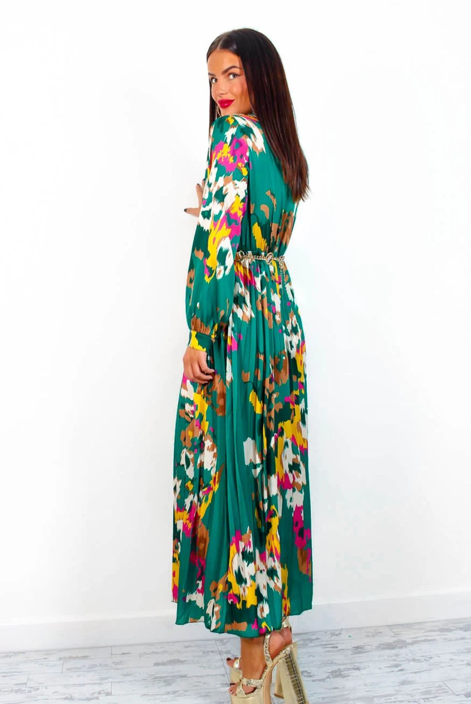 Beauty In Everything - Forest Multi Printed Pleated Midi Dress 7 Beauty In Everything - Forest Multi Printed Pleated Midi Dress - Image 7