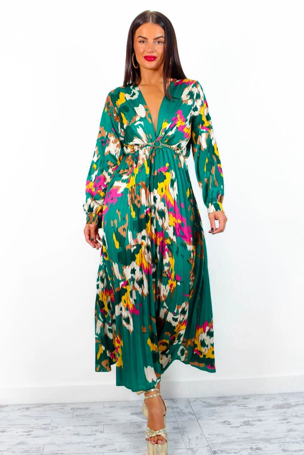 Beauty In Everything - Forest Multi Printed Pleated Midi Dress 5 Beauty In Everything - Forest Multi Printed Pleated Midi Dress - Image 5