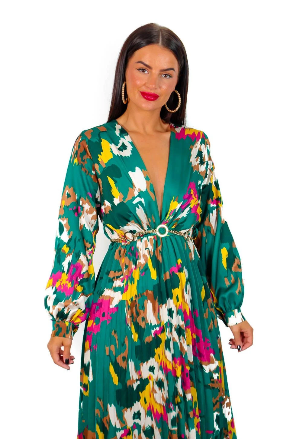 Beauty In Everything - Forest Multi Printed Pleated Midi Dress 4 Beauty In Everything - Forest Multi Printed Pleated Midi Dress - Image 4