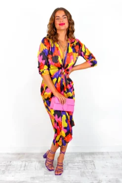 Best Intentions - Pink Yellow Printed Midi Wrap Dress 14 Best Intentions - Pink Yellow Printed Midi Wrap Dress -Glamoros Clothing Shop BestIntentions PinkYellowPrintedMidiWrapDress 1