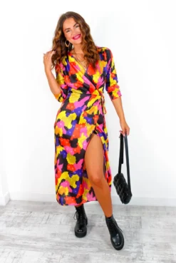 Best Intentions - Pink Yellow Printed Midi Wrap Dress 15 Best Intentions - Pink Yellow Printed Midi Wrap Dress -Glamoros Clothing Shop BestIntentions PinkYellowPrintedMidiWrapDress 3
