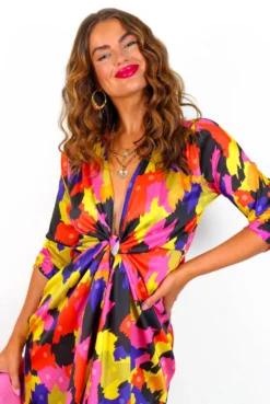 Best Intentions - Pink Yellow Printed Midi Wrap Dress 17 Best Intentions - Pink Yellow Printed Midi Wrap Dress -Glamoros Clothing Shop BestIntentions PinkYellowPrintedMidiWrapDress 6