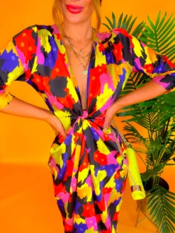 Best Intentions - Pink Yellow Printed Midi Wrap Dress 13 Best Intentions - Pink Yellow Printed Midi Wrap Dress -Glamoros Clothing Shop BestIntentions PinkYellowPrintedMidiWrapDress 8