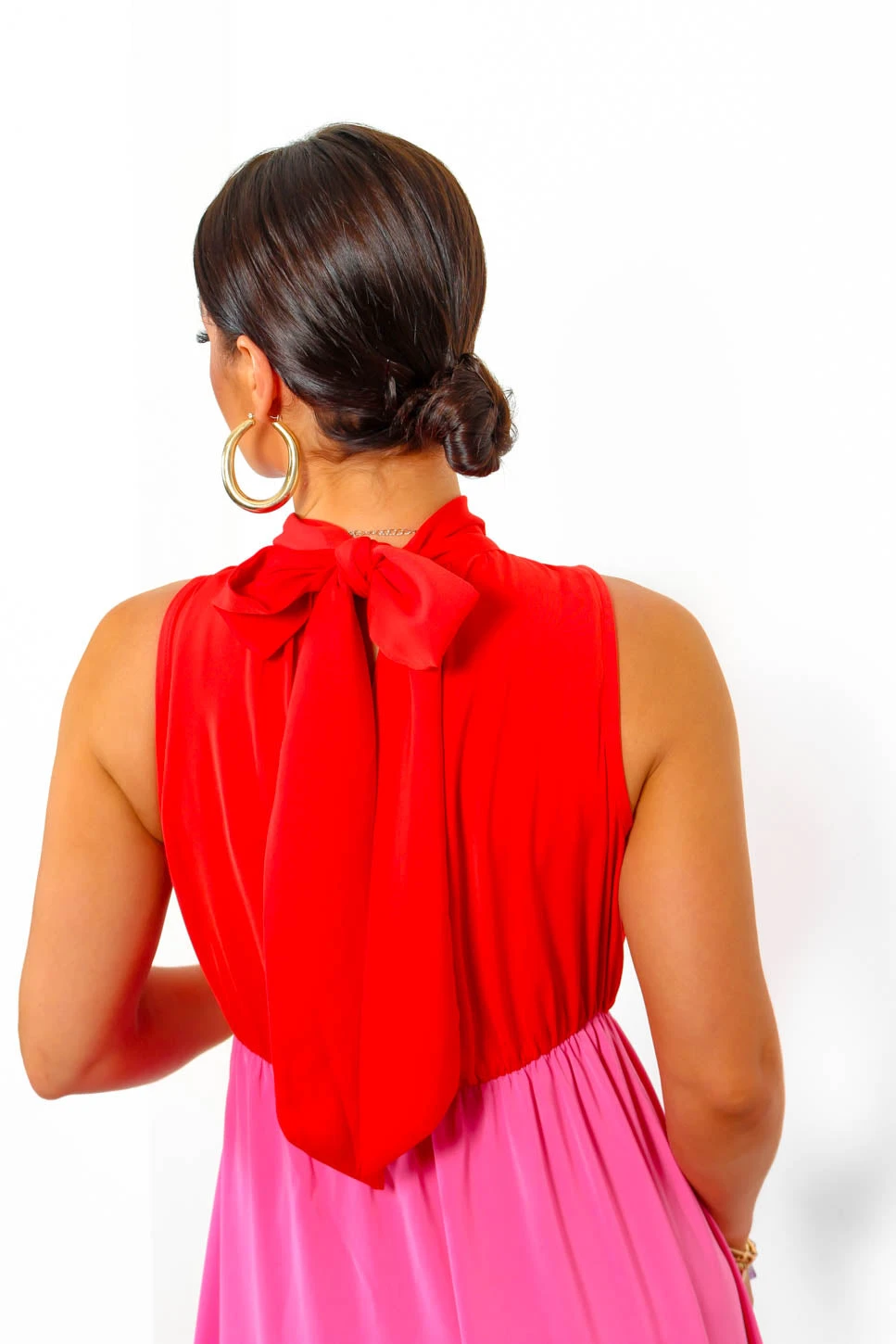 Block You Out - Red Pink High Neck Midi Dress 9 Block You Out - Red Pink High Neck Midi Dress - Image 9