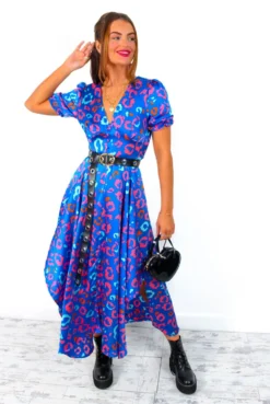 Born This Way - Blue Multi Animal Print Midi Dress