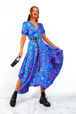 Born This Way - Blue Multi Animal Print Midi Dress -Glamoros Clothing Shop BornThisWay BlueMultiAnimalPrintMidiDress 2