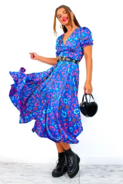 Born This Way - Blue Multi Animal Print Midi Dress -Glamoros Clothing Shop BornThisWay BlueMultiAnimalPrintMidiDress 5