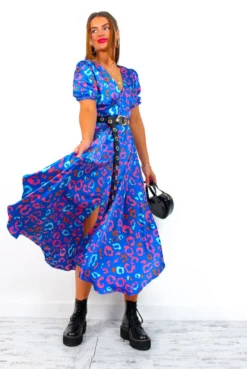 Born This Way - Blue Multi Animal Print Midi Dress -Glamoros Clothing Shop BornThisWay BlueMultiAnimalPrintMidiDress 6