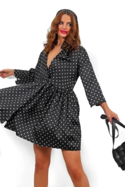 Bow Love Lost - Black Polka Dot Mini Dress