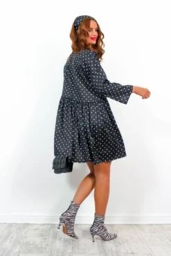 Bow Love Lost - Black Polka Dot Mini Dress 9 Bow Love Lost - Black Polka Dot Mini Dress -Glamoros Clothing Shop BowLoveLost BlackPolkaDotMiniDress5