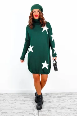 Call It Even - Forest White Star Print Roll Neck Dress 9 Call It Even - Forest White Star Print Roll Neck Dress -Glamoros Clothing Shop CallItEven ForestWhiteStarPrintRollNeckDress 2