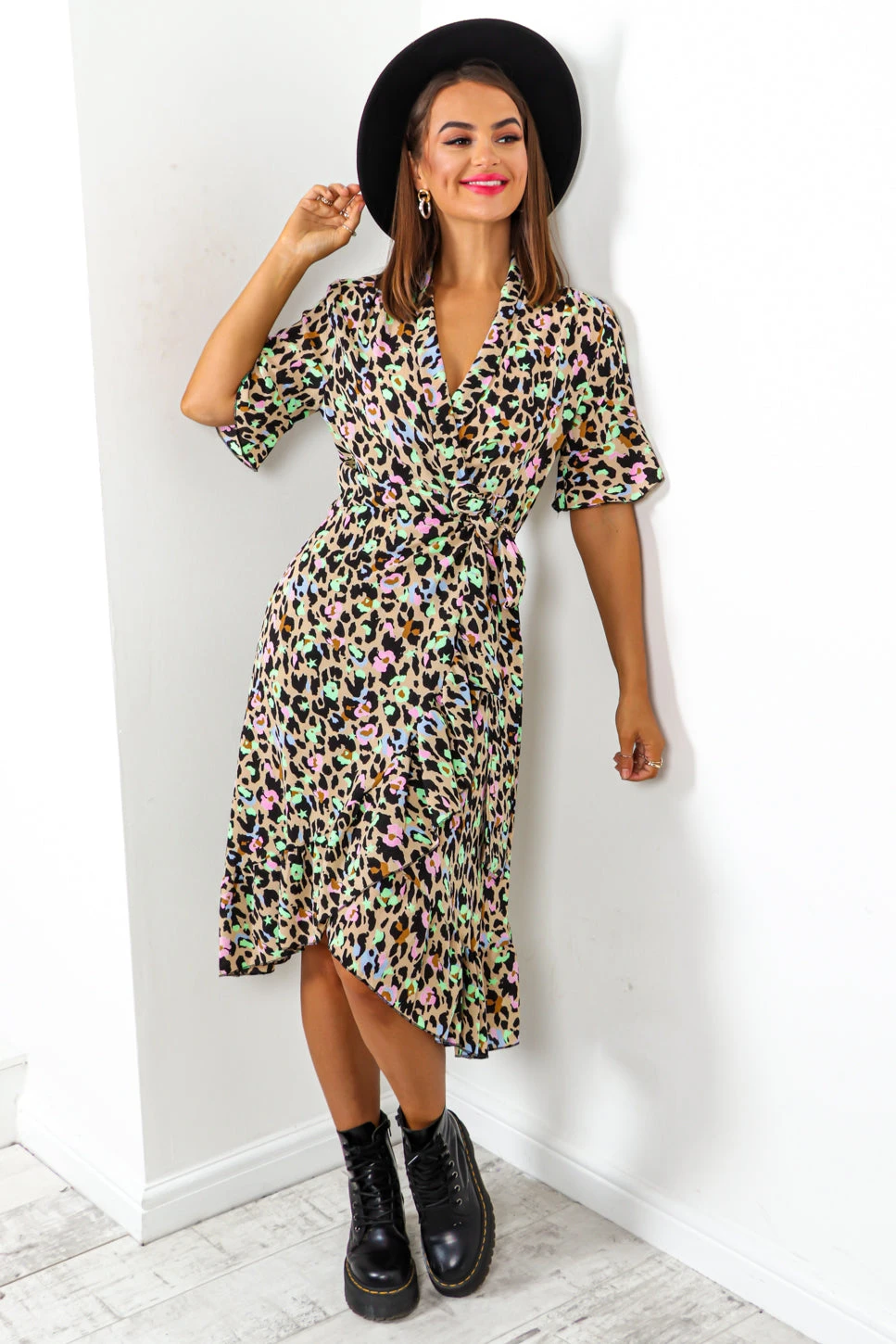 Call Of The Wild - Beige Multi Leopard Print Wrap Dress 5 Call Of The Wild - Beige Multi Leopard Print Wrap Dress - Image 5