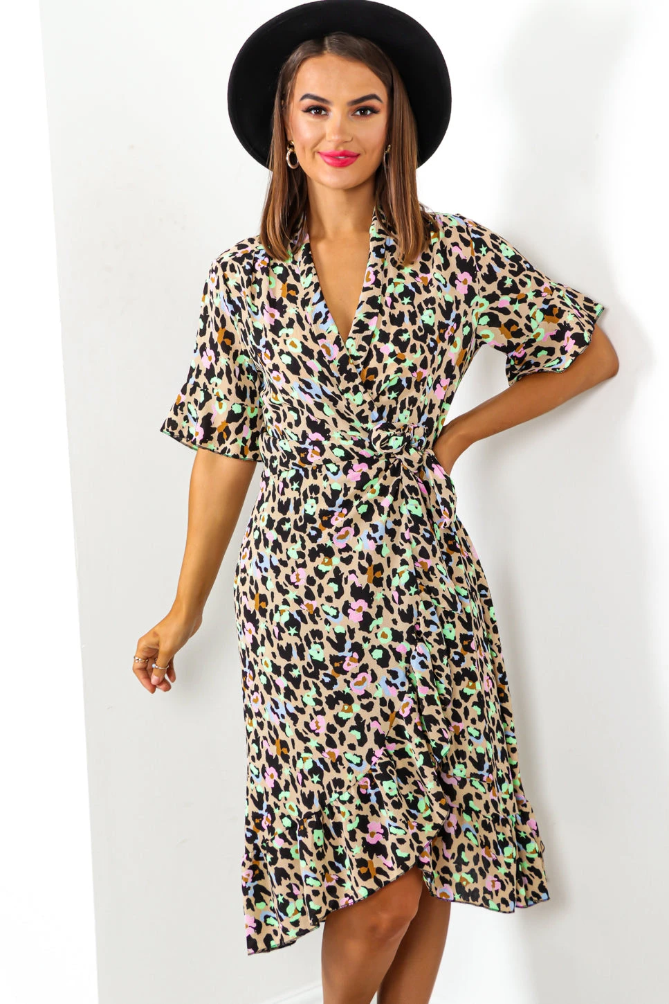 Call Of The Wild - Beige Multi Leopard Print Wrap Dress 3 Call Of The Wild - Beige Multi Leopard Print Wrap Dress - Image 3