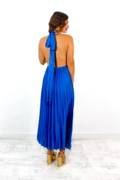 Class Is Timeless - Cobalt Satin Pleated Midi Dress -Glamoros Clothing Shop ClassIsTimeless CobaltSatinPleatedMidiDress 10 scaled