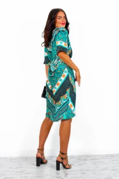 Cocktail OClock - Dark Green Paisley Midi Dress -Glamoros Clothing Shop CocktailO Clock DarkGreenPaisleyMidiDress4