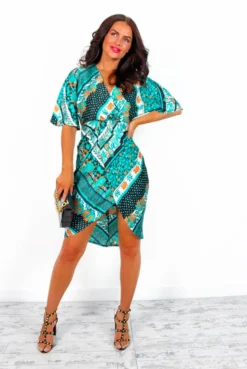 Cocktail OClock - Dark Green Paisley Midi Dress -Glamoros Clothing Shop CocktailO Clock DarkGreenPaisleyMidiDress5