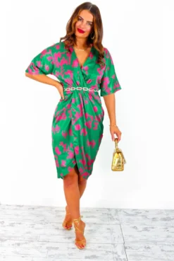 Cocktail OClock - Green Pink Floral Midi Dress 9 Cocktail OClock - Green Pink Floral Midi Dress -Glamoros Clothing Shop CocktailO Clock GreenPinkFloralMidiDress 2