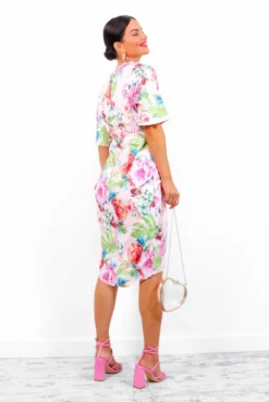 Cocktail OClock - Light Pink Floral Midi Dress -Glamoros Clothing Shop CocktailO Clock LightPinkFloralMidiDress 3