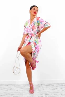 Cocktail OClock - Light Pink Floral Midi Dress -Glamoros Clothing Shop CocktailO Clock LightPinkFloralMidiDress 4