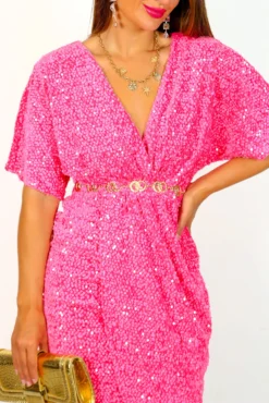 Cocktail O'Clock- Pink Sequin Midi Dress 14 Cocktail O'Clock- Pink Sequin Midi Dress -Glamoros Clothing Shop CocktailO Clock PinkSequinMidiDress 7