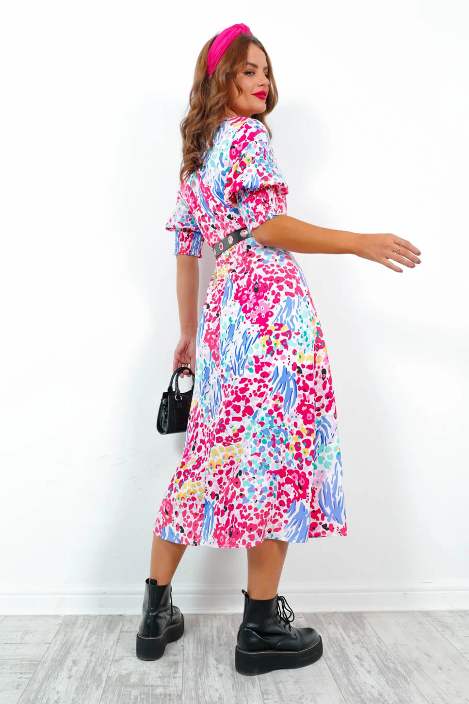 Cuff It Up - Pink Multi Floral Midi Dress 5 Cuff It Up - Pink Multi Floral Midi Dress - Image 5