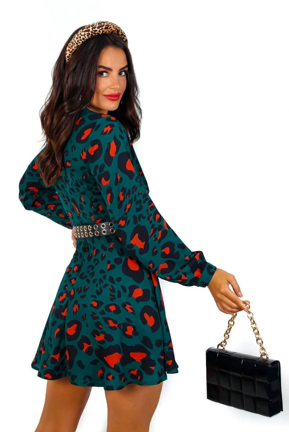 Cuter Than You - Forest Burnt Orange Leopard Mini Dress 3 Cuter Than You - Forest Burnt Orange Leopard Mini Dress - Image 3