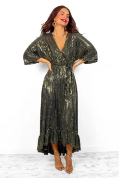 Dolce Vita - Black Gold Line Sequin Midi Dress -Glamoros Clothing Shop DolceVita BlackGoldLineSequinMidiDress 4