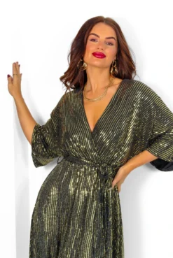 Dolce Vita - Black Gold Line Sequin Midi Dress -Glamoros Clothing Shop DolceVita BlackGoldLineSequinMidiDress 7