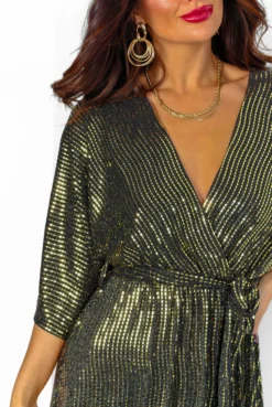 Dolce Vita - Black Gold Line Sequin Midi Dress -Glamoros Clothing Shop DolceVita BlackGoldLineSequinMidiDress 8