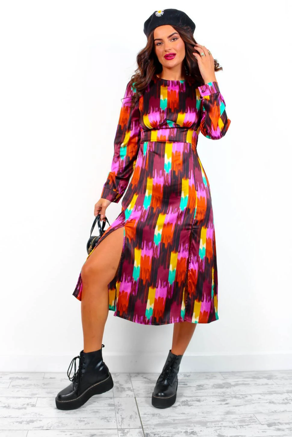 Dont Give A Glam - Black Multi Abstract Midi Dress 1 Dont Give A Glam - Black Multi Abstract Midi Dress