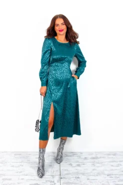 Dont Give A Glam - Forest Leopard Jacquard Midi Dress