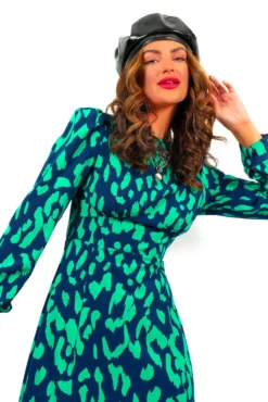 Dont Give A Glam - Navy Green Leopard Print Midi Dress -Glamoros Clothing Shop Don tGiveAGlam NavyGreenLeopardPrintMidiDress4