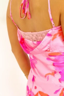 Liquorish Dont Let It Slip - Pink Orange Watercolour Print Midi Slip Dress -Glamoros Clothing Shop Don tLetItSlip PinkOrangeWatercolourPrintMidiSlipDress 3