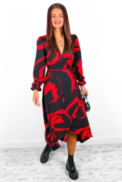 AX Paris Dont Tame Me - Black Red Brushstroke Midi Wrap Dress 11 AX Paris Dont Tame Me - Black Red Brushstroke Midi Wrap Dress -Glamoros Clothing Shop Don tTameMe BlackRedBrushstrokeMidiWrapDress 2