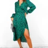 AX Paris Dont Tame Me - Forest Leopard Midi Wrap Dress