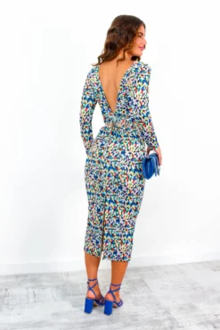 Dont Make Me Wait - Black Multi Spot Print Plunge Midi Dress -Glamoros Clothing Shop DontMakeMeWait BlackMultiSpotPrintPlungeMidiDress 1