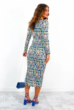 Dont Make Me Wait - Black Multi Spot Print Plunge Midi Dress -Glamoros Clothing Shop DontMakeMeWait BlackMultiSpotPrintPlungeMidiDress 7