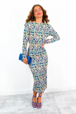 Dont Make Me Wait - Black Multi Spot Print Plunge Midi Dress -Glamoros Clothing Shop DontMakeMeWait BlackMultiSpotPrintPlungeMidiDress 8