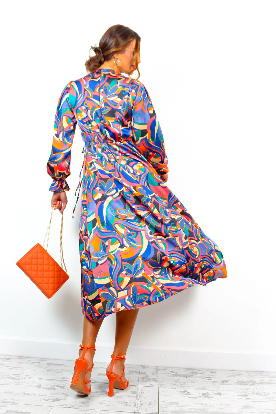 AX Paris Dont Tame Me - Blue Multi Abstract Midi Wrap Dress 6 AX Paris Dont Tame Me - Blue Multi Abstract Midi Wrap Dress - Image 6