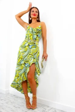 AX Paris Dream Chaser - Lime Printed Midi Dress