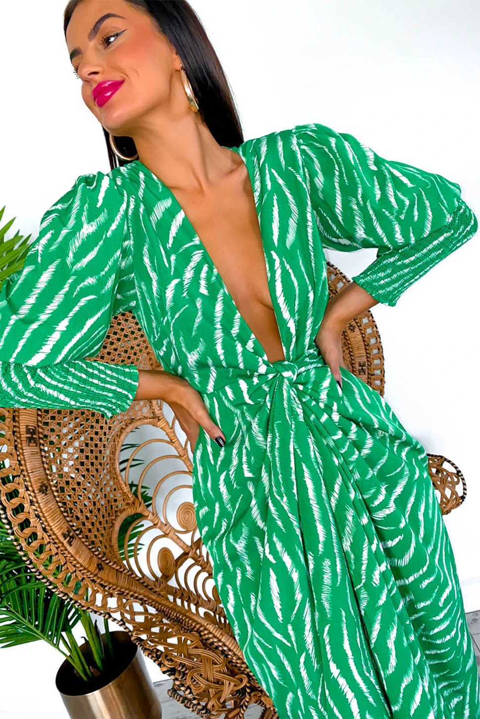 Glamorous Drive Em Wild - Green Zebra Midi Wrap Dress 1 Glamorous Drive Em Wild - Green Zebra Midi Wrap Dress