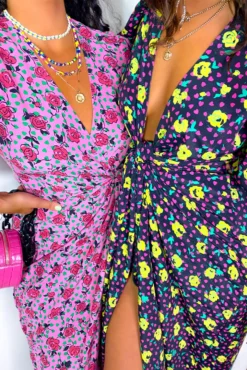 Glamorous Drive Em Wild - Black Multi Rose Midi Wrap Dress -Glamoros Clothing Shop Drive Em Wild Black Multi Rose Midi Wrap Dress and Drive Em Wild Pink Multi Rose Midi Wrap Dress 1 48bde16b c8d1 4862 8dff db6614a104c3