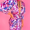 Glamorous Drive 'Em Wild - Pink Purple Spotted Midi Wrap Dress