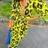 Glamorous Drive 'Em Wild - Yellow Black Animal Print Midi Wrap Dress