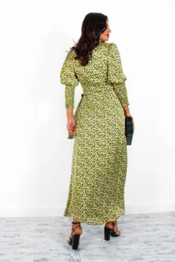 Glamorous Drive Em Wild - Black Yellow Flower Midi Wrap Dress -Glamoros Clothing Shop DriveEmWild BlackYellowFlowerMidiWrapDress4