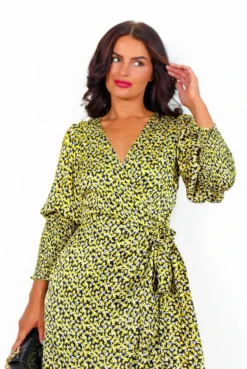 Glamorous Drive Em Wild - Black Yellow Flower Midi Wrap Dress -Glamoros Clothing Shop DriveEmWild BlackYellowFlowerMidiWrapDress5