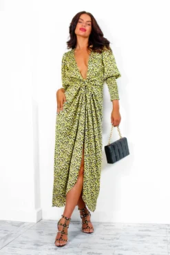 Glamorous Drive Em Wild - Black Yellow Flower Midi Wrap Dress -Glamoros Clothing Shop DriveEmWild BlackYellowFlowerMidiWrapDress7
