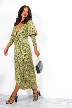 Glamorous Drive Em Wild - Black Yellow Flower Midi Wrap Dress -Glamoros Clothing Shop DriveEmWild BlackYellowFlowerMidiWrapDress8