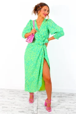 Glamorous Drive 'Em Wild - Lime Forest Leopard Print Midi Wrap Dress -Glamoros Clothing Shop DriveEmWild LimeForestLeopardPrintMidiWrapDress 3
